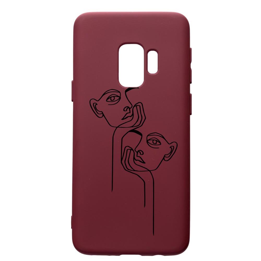 Husa Silicon Premium compatibila cu Samsung Galaxy S9, Boring, cu interiorul din material textil, protectie camera, Burgundy, PBR737