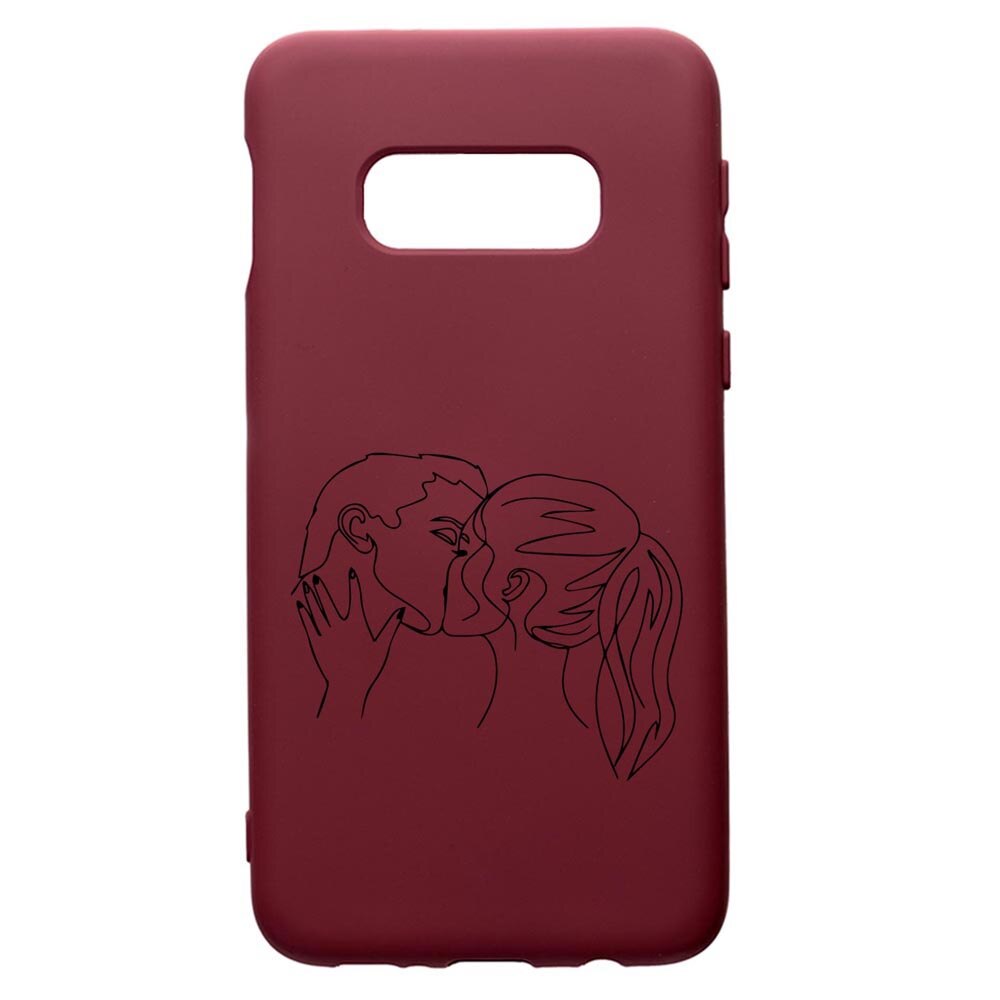 Husa Silicon Premium compatibila cu Samsung Galaxy S10E, Teen Love, cu interiorul din material textil, protectie camera, Burgundy, PBR743