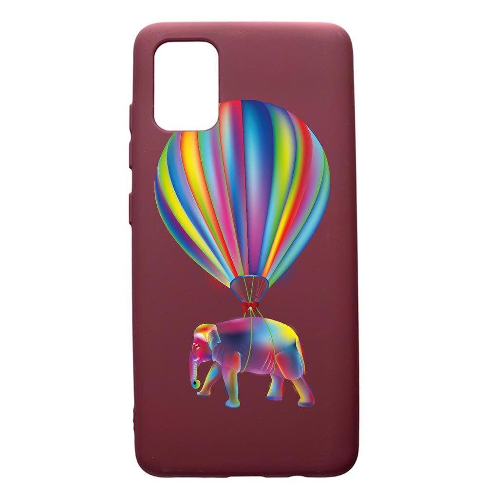 Husa Silicon Premium compatibila cu Samsung Galaxy S20 Plus, Rainbow Elefant, cu interiorul din material textil, protectie camera, Burgundy, PBR767