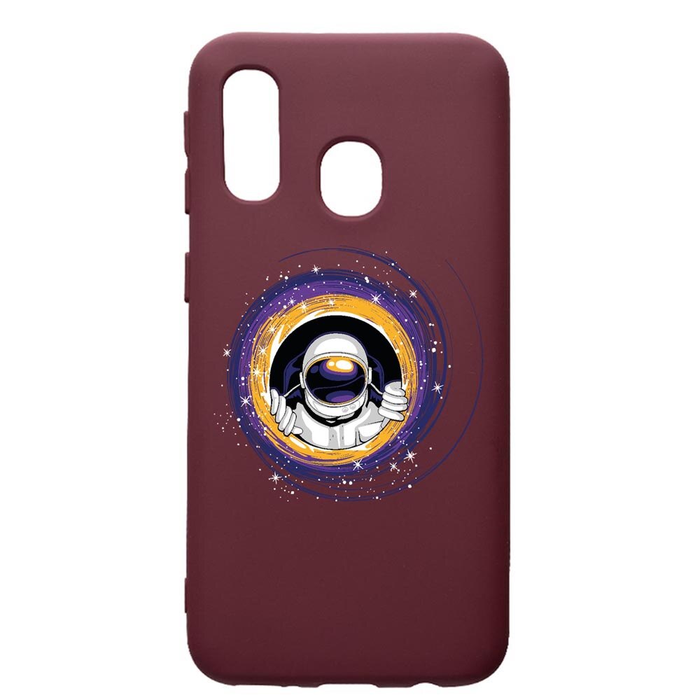 Husa Silicon Premium compatibila cu Samsung Galaxy A20E, Astronaut, cu interiorul din material textil, protectie camera, Burgundy, PBR771