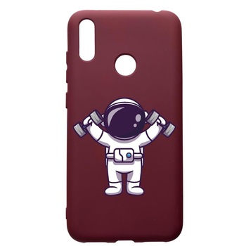 Husa Silicon Premium compatibila cu Huawei Y7 2019, Astronaut Gym, cu interiorul din material textil, protectie camera, Burgundy, PBR778 Husa Silicon Premium compatibila cu Huawei Y7 2019, Astronaut Gym, cu interiorul din material textil, protectie camera, Burgundy, PBR778