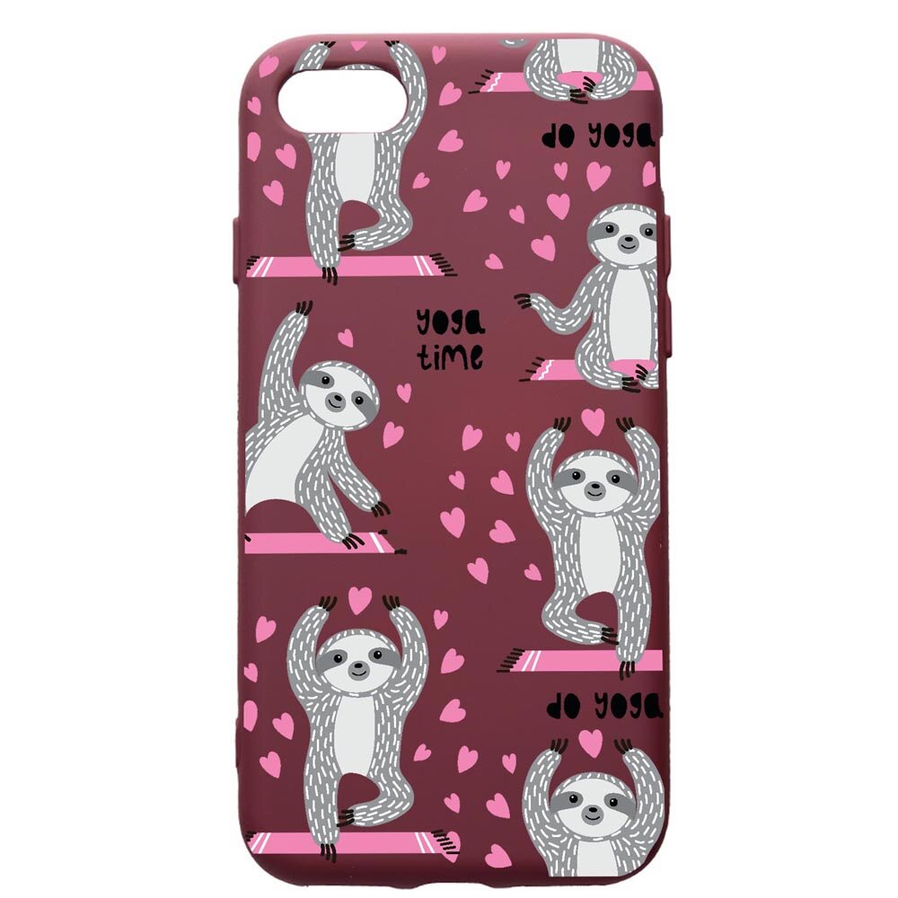 Husa Silicon Premium compatibila cu Apple iPhone SE 2 / iPhone 8 / iPhone 7, Yoga Time, cu interiorul din material textil, protectie camera, Burgundy, PBR780