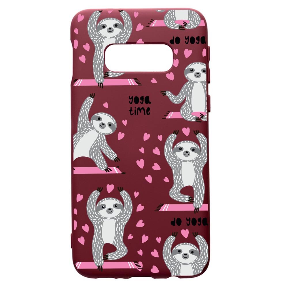 Husa Silicon Premium compatibila cu Samsung Galaxy S10E, Yoga Time, cu interiorul din material textil, protectie camera, Burgundy, PBR780