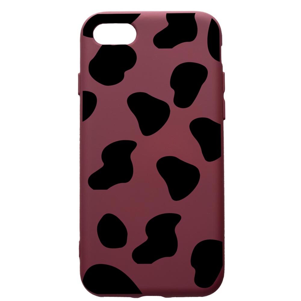 Husa Silicon Premium compatibila cu Apple iPhone SE 2 / iPhone 8 / iPhone 7, Panda, cu interiorul din material textil, protectie camera, Burgundy, PBR784