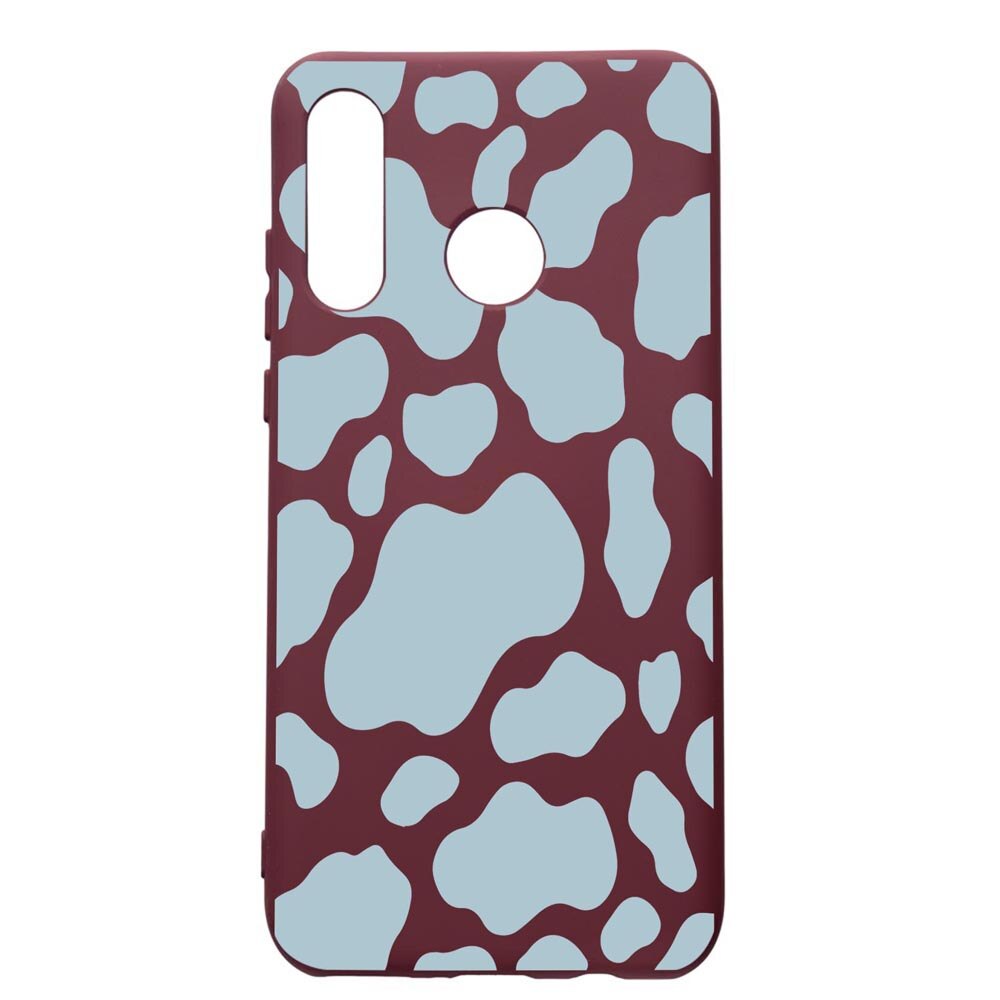Husa Silicon Premium compatibila cu Huawei P30 Lite, Blue Cow, cu interiorul din material textil, protectie camera, Burgundy, PBR788