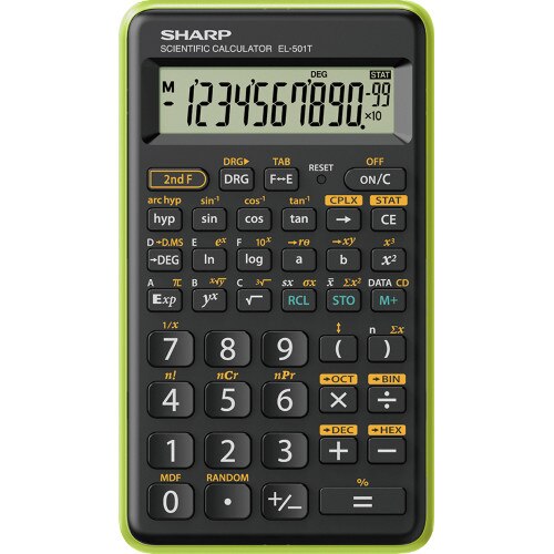 Calculator stiintific SHARP EL-501TBGR, 10 digits, 131 functii, negru/verde
