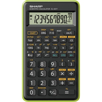 Calculator stiintific SHARP EL-501TBGR, 10 digits, 131 functii, negru/verde Calculator stiintific SHARP EL-501TBGR, 10 digits, 131 functii, negru/verde