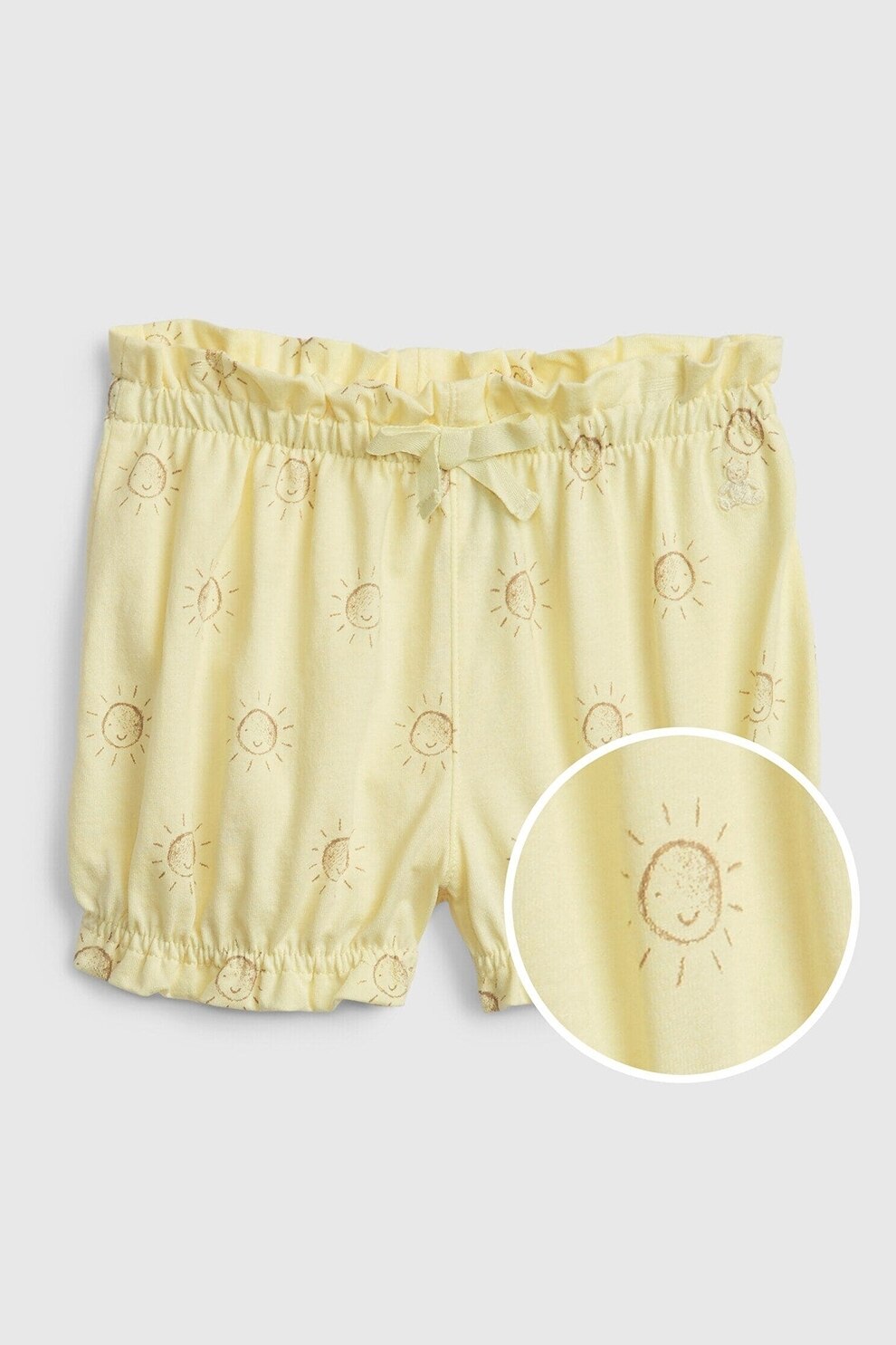GAP, Pantaloni scurti din bumbac organic cu model grafic, Galben pal/ecru