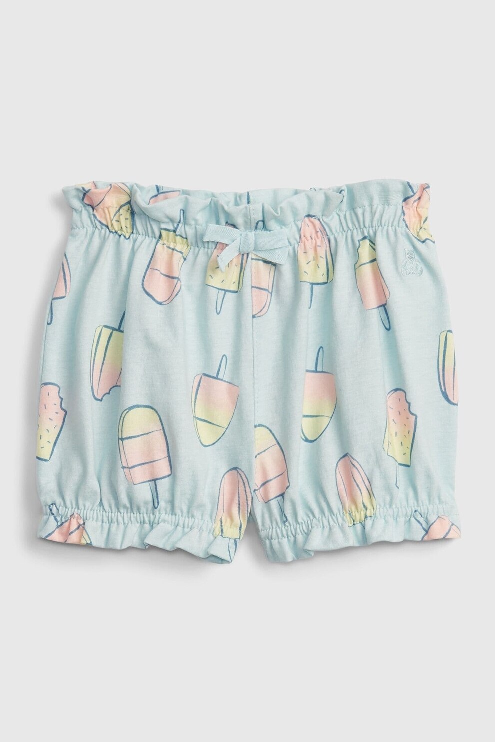 GAP, Pantaloni scurti din bumbac organic cu model grafic, Albastru aqua/Roz/Galben