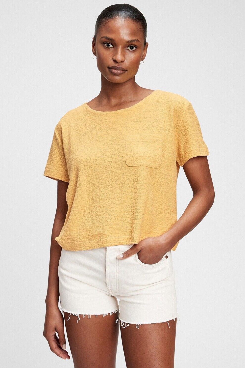 GAP, Tricou lejer cu buzunar aplicat pe piept, Oranj pal