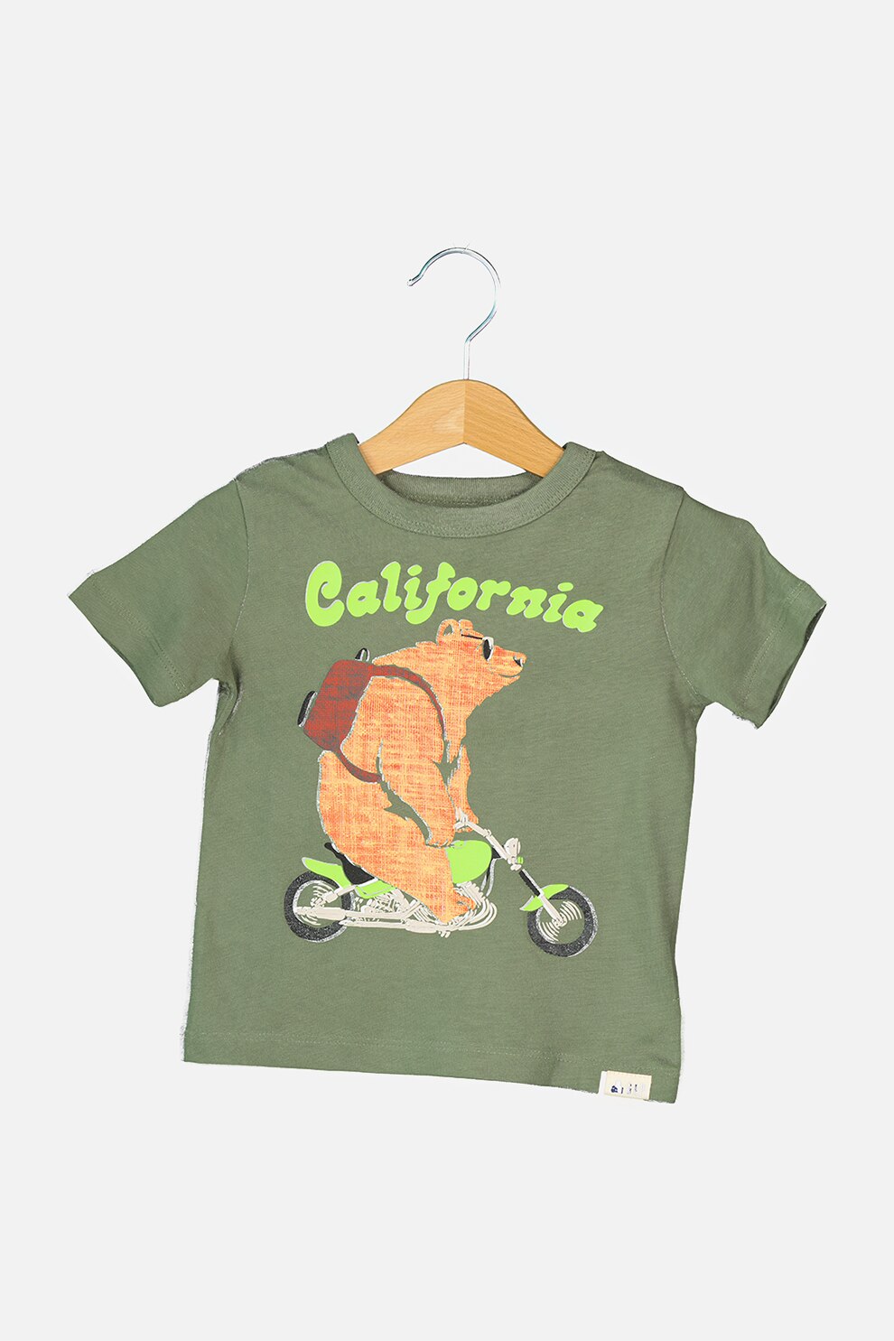 GAP, Tricou de bumbac organic cu imprimeu, Verde feriga