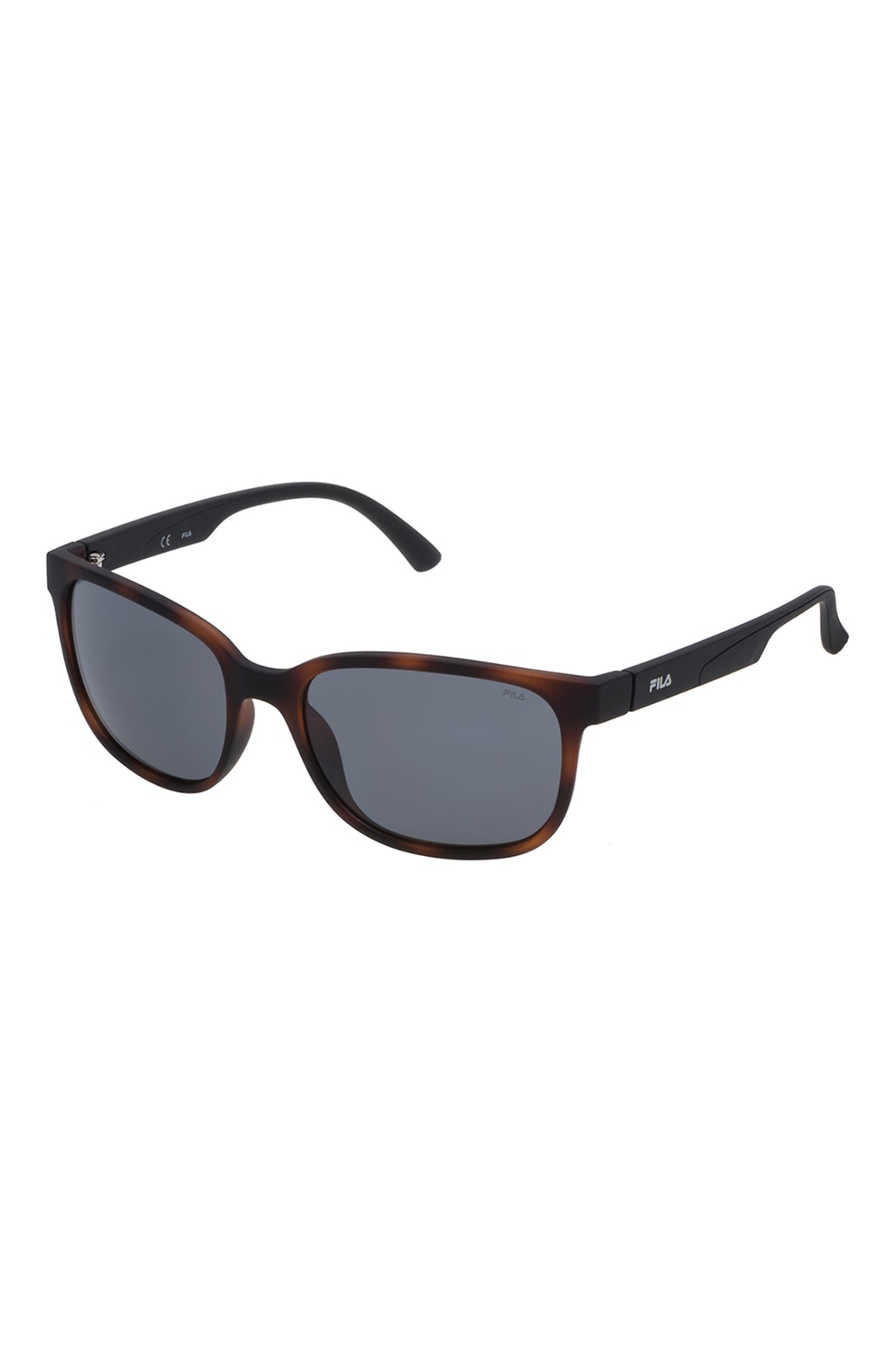 Fila, Ochelari de soare cu lentile dreptunghiulare si logo, Negru/Maro cognac, 57-18-140 Standard