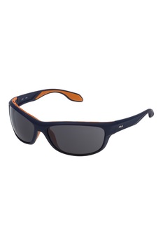 Fila, Ochelari de soare wrap cu lentile uni, Bleumarin/Oranj, 65-17-130 Standard Fila, Ochelari de soare wrap cu lentile uni, Bleumarin/Oranj, 65-17-130 Standard