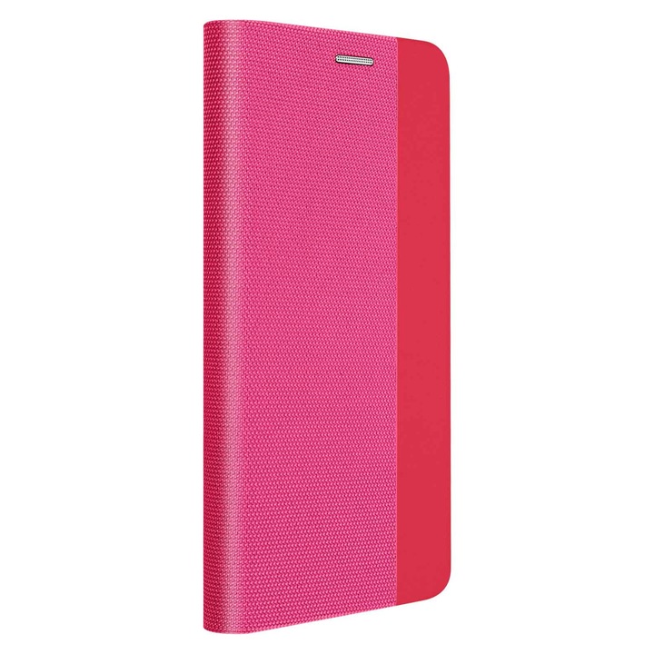 Калъф за Samsung Galaxy A11 - тип книга, магнитно закопчаване, вътрешен джоб, еко кожа и текстил - Gekko Senso, Розов