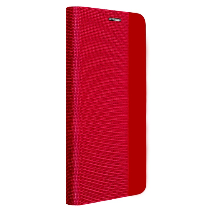 Калъф за Samsung Galaxy S21 Plus - тип книга, магнитно закопчаване, вътрешен джоб, еко кожа и текстил - Gekko Senso, Червен