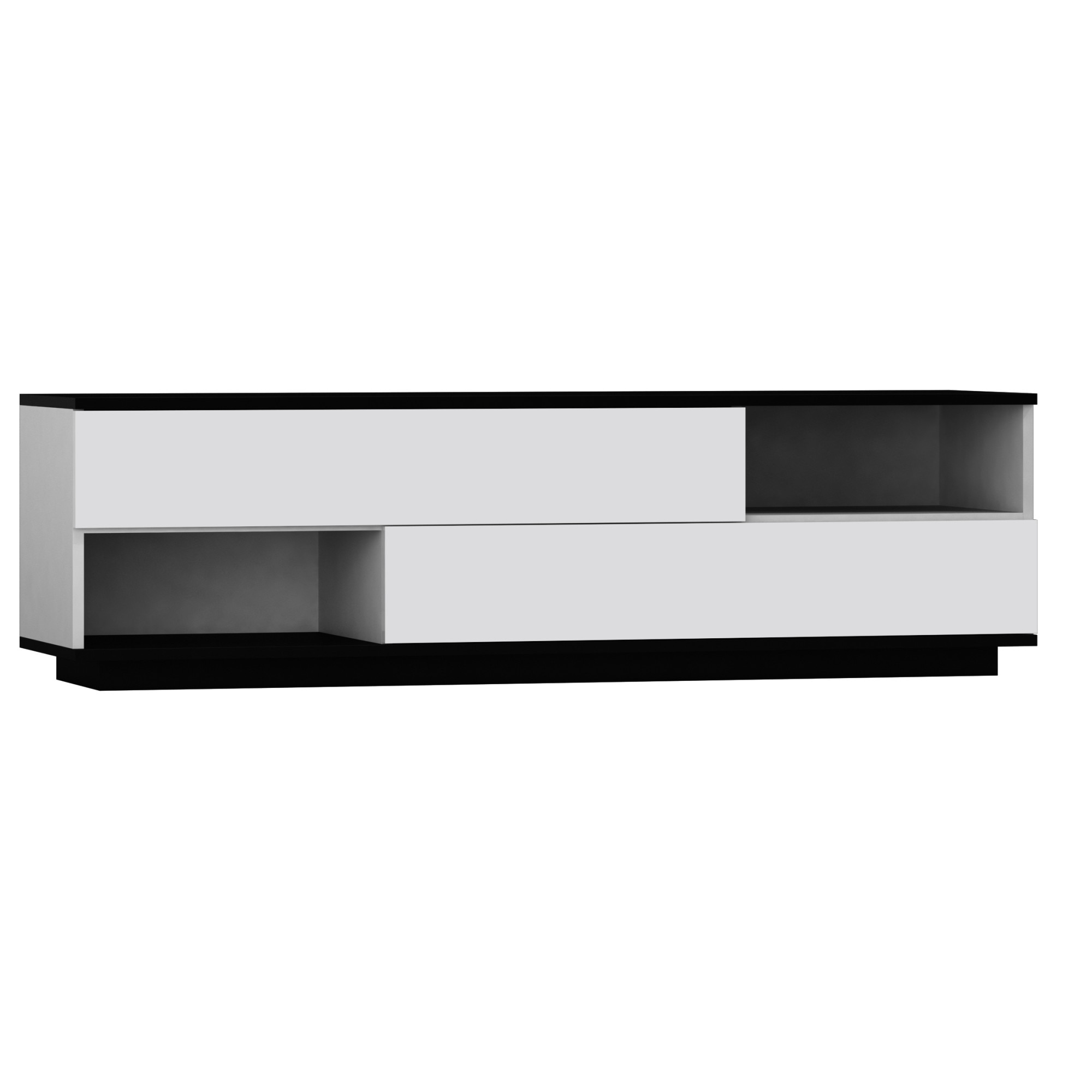 Comoda TV AGA 160 x 50 x 44 cm, Alb/ Negru