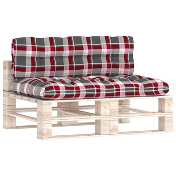 Set de 2 perne pentru canapea de gradina din paleti cu model carouri, vidaXL, Tesatura, 120 x 80 x 12 cm, Multicolour Set de 2 perne pentru canapea de gradina din paleti cu model carouri, vidaXL, Tesatura, 120 x 80 x 12 cm, Multicolour