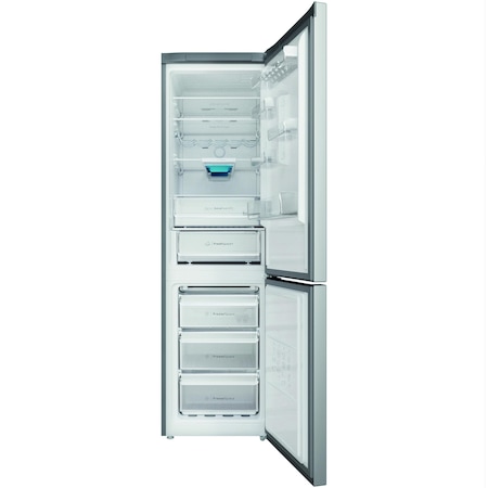 Хладилник с фризер Indesit INFC9 TO32X, 367 л, Total No Frost, Flexi Use Box, Рафт за бутилки, Клас E, H 202.7 см, Inox