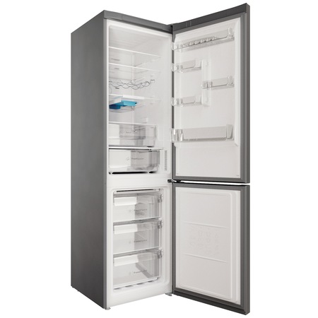 Combina frigorifica Indesit INFC9 TO32X, Total No Frost, Flexi Use Box, Raft sticle, Clasa E, H 202.7 cm, Inox