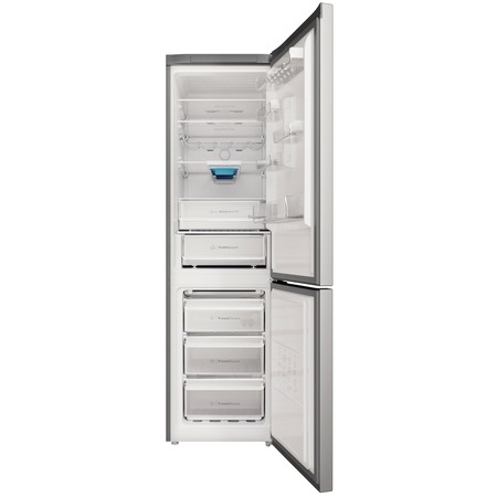 Combina frigorifica Indesit INFC9 TO32X, Total No Frost, Flexi Use Box, Raft sticle, Clasa E, H 202.7 cm, Inox