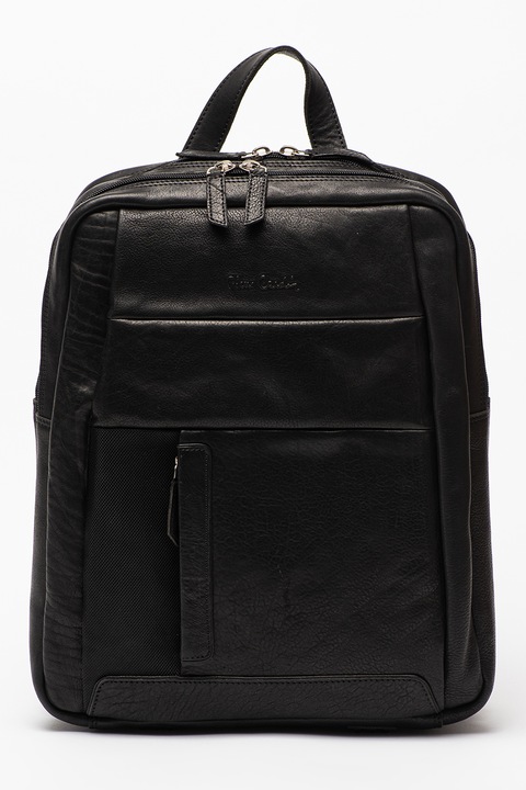 Pierre Cardin, Rucsac de piele cu buzunare multiple, Negru