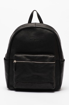 Pierre Cardin, Rucsac de piele cu buzunar frontal cu fermoar, Negru Pierre Cardin, Rucsac de piele cu buzunar frontal cu fermoar, Negru