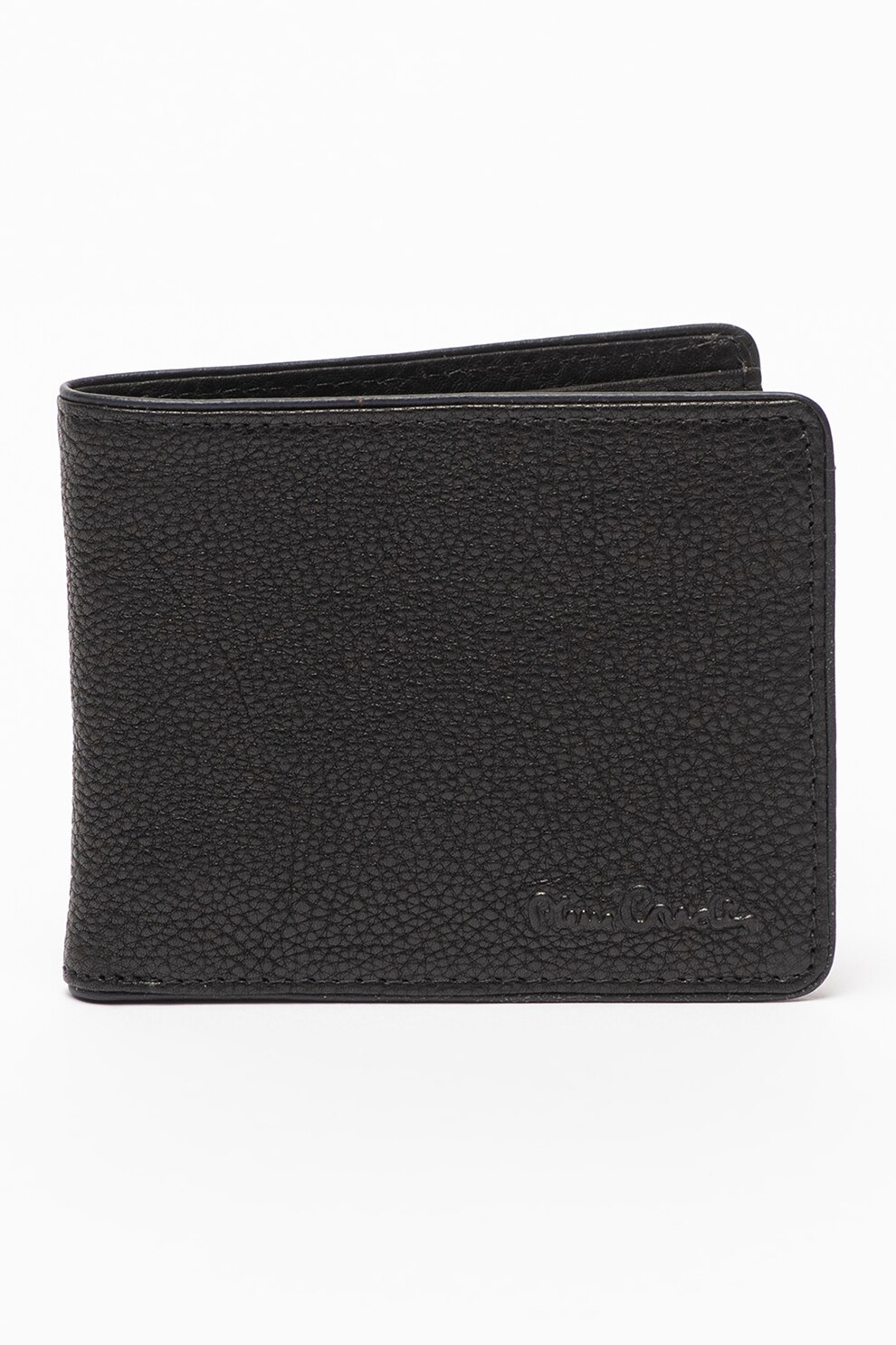 Pierre Cardin, Portofel pliabil de piele cu logo, Negru