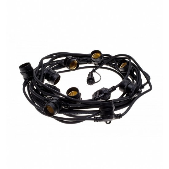 Ghirlanda luminoasa exterior, interconectabila, impermeabila, marca T-mac, cu 10 fasunguri E27, lungime 10m, fara becuri