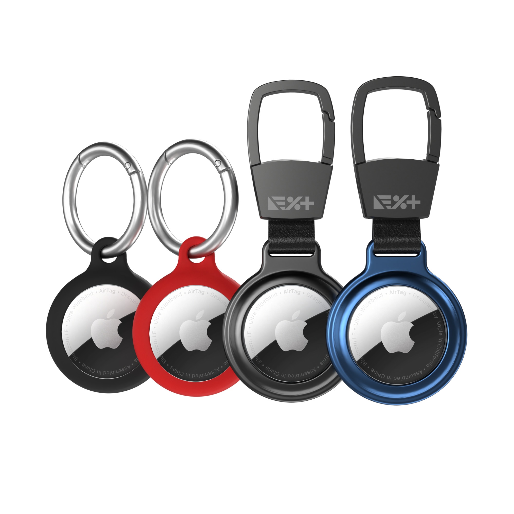 Pachet 4 huse de protectie NEXT ONE Silicone Clips & Aluminium Carabiners pentru AirTag