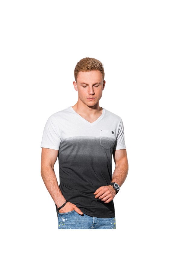 Tricou barbatesc, Ombre, S1380 V-2, negru/alb