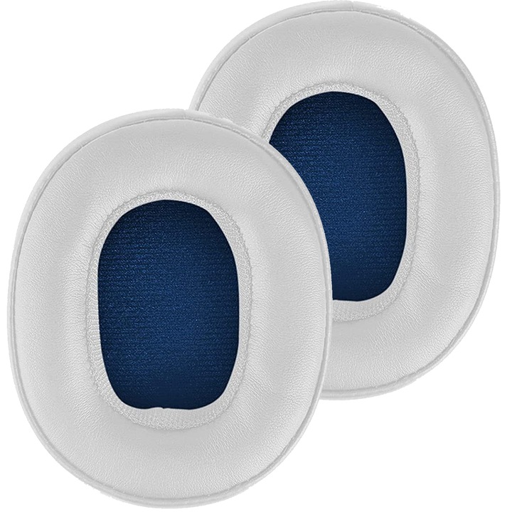 Set 2 bureti de schimb PadForce pentru casti Skullcandy Crusher 3.0 / 2.0 / 360 / EVO / ANC, Hesh 3 Wireless Over-Ear - Spuma cu memorie, Piele ecologica, Alb