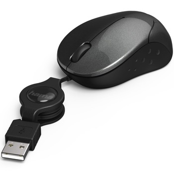 Mouse Hama Presaro, Cablu retractabil, Antracit Mouse Hama Presaro, Cablu retractabil, Antracit