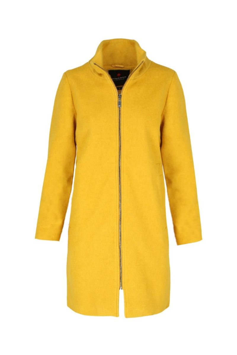 Palton dama, Volcano, L22130-W20, Poliester, Galben