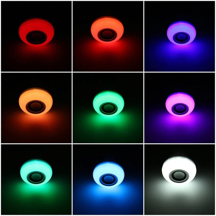 Bec Muzical Inteligent Led, cu Bluetooth, Telecomanda, Lumini colorate, Magphone