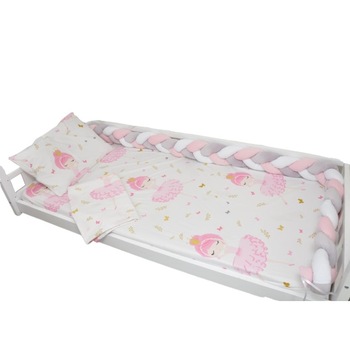 Lenjerie pat 90x200 cm, 3 piese, bumbac model balerine Lenjerie pat 90x200 cm, 3 piese, bumbac model balerine