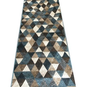 Covor Traversa OLLI Matrix design geometric bej-albastru, 160cm x 350cm, D578 Covor Traversa OLLI Matrix design geometric bej-albastru, 160cm x 350cm, D578