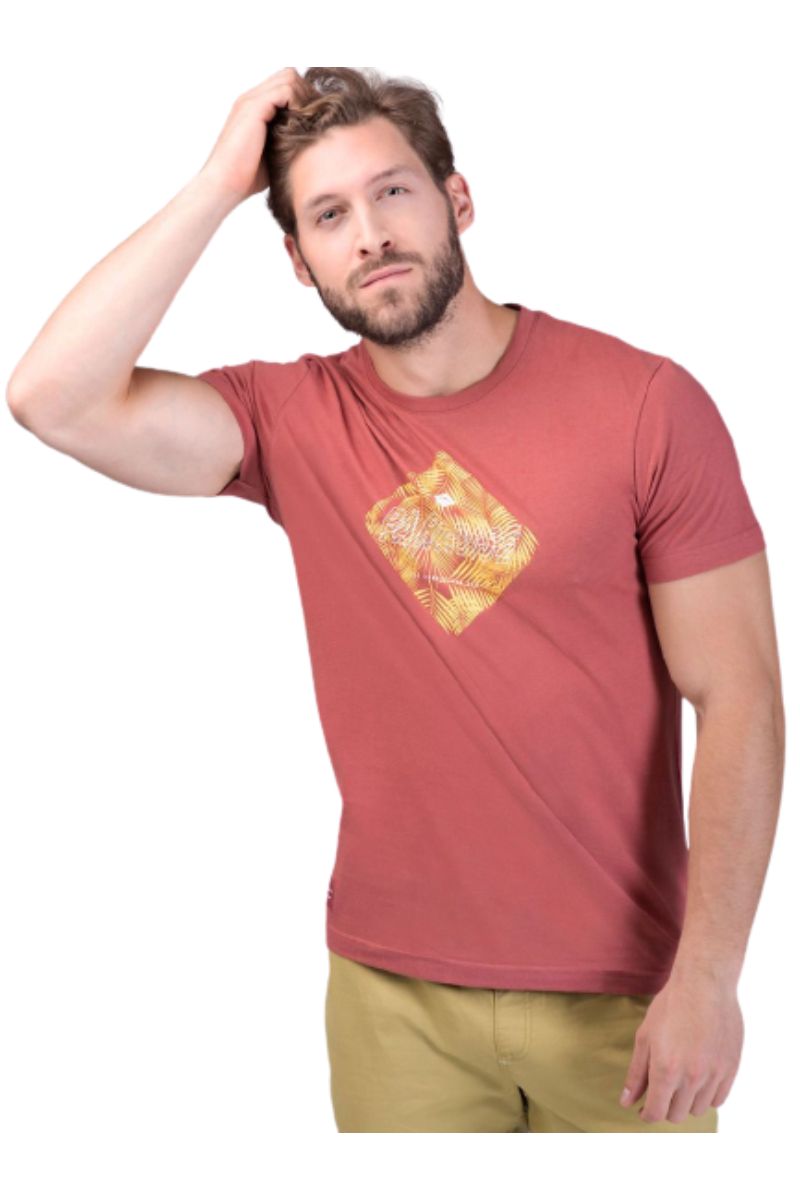 Tricou barbati, Volcano, M02140-S20, Paradise, Bumbac, Rosu