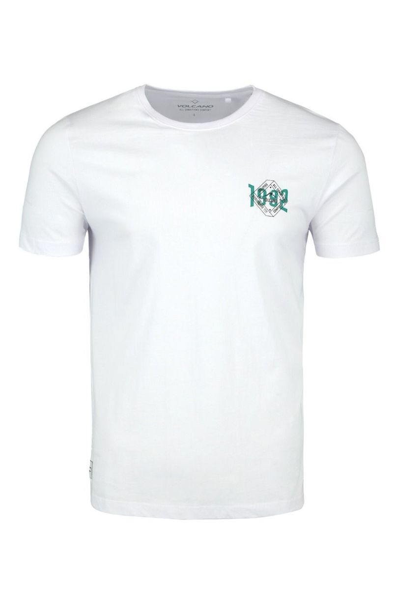 Tricou barbati, Volcano, M02149-S20, 1992, Bumbac, Alb