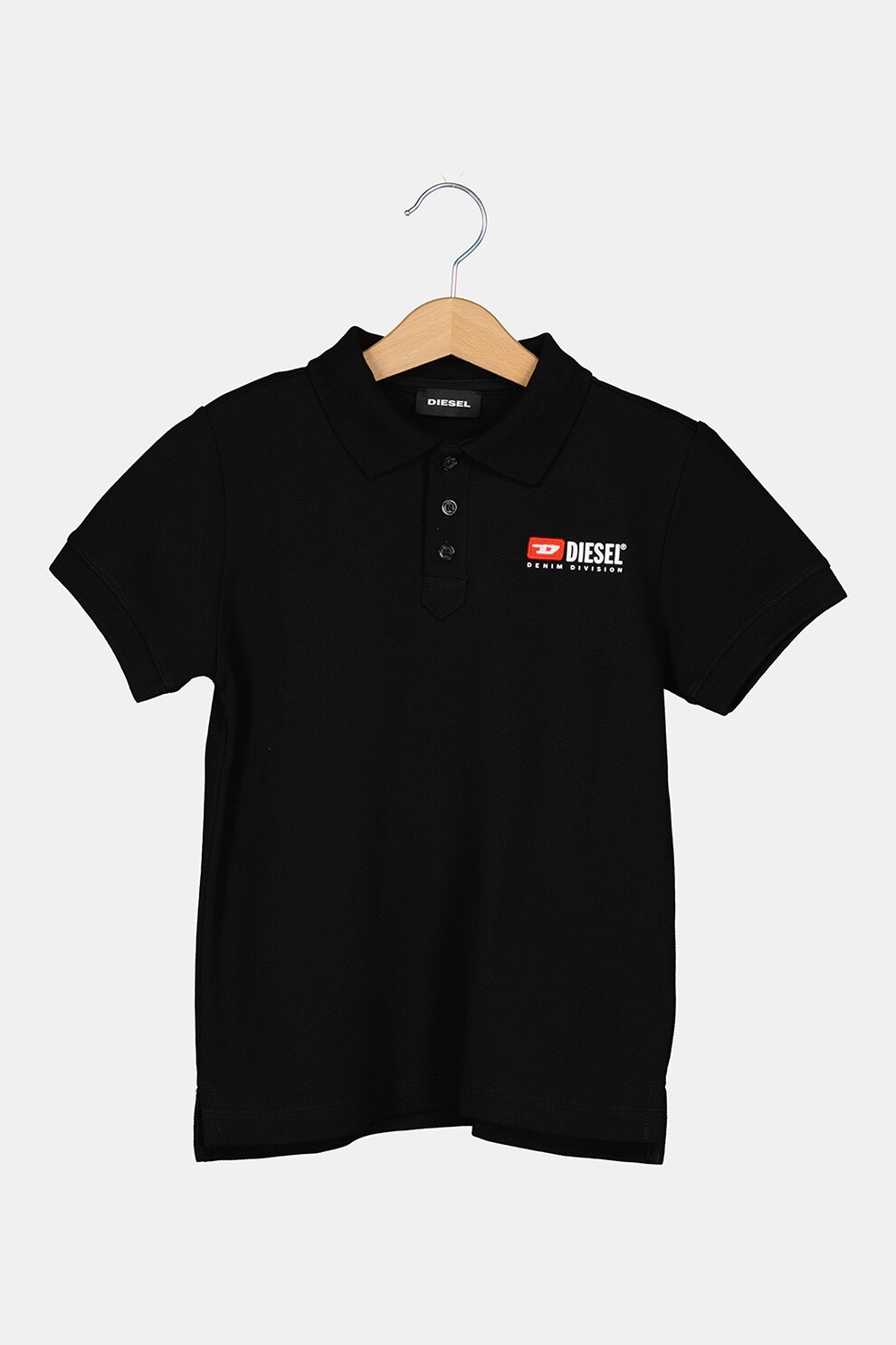 Diesel, Tricou polo din bumbac cu logo pe piept, Negru