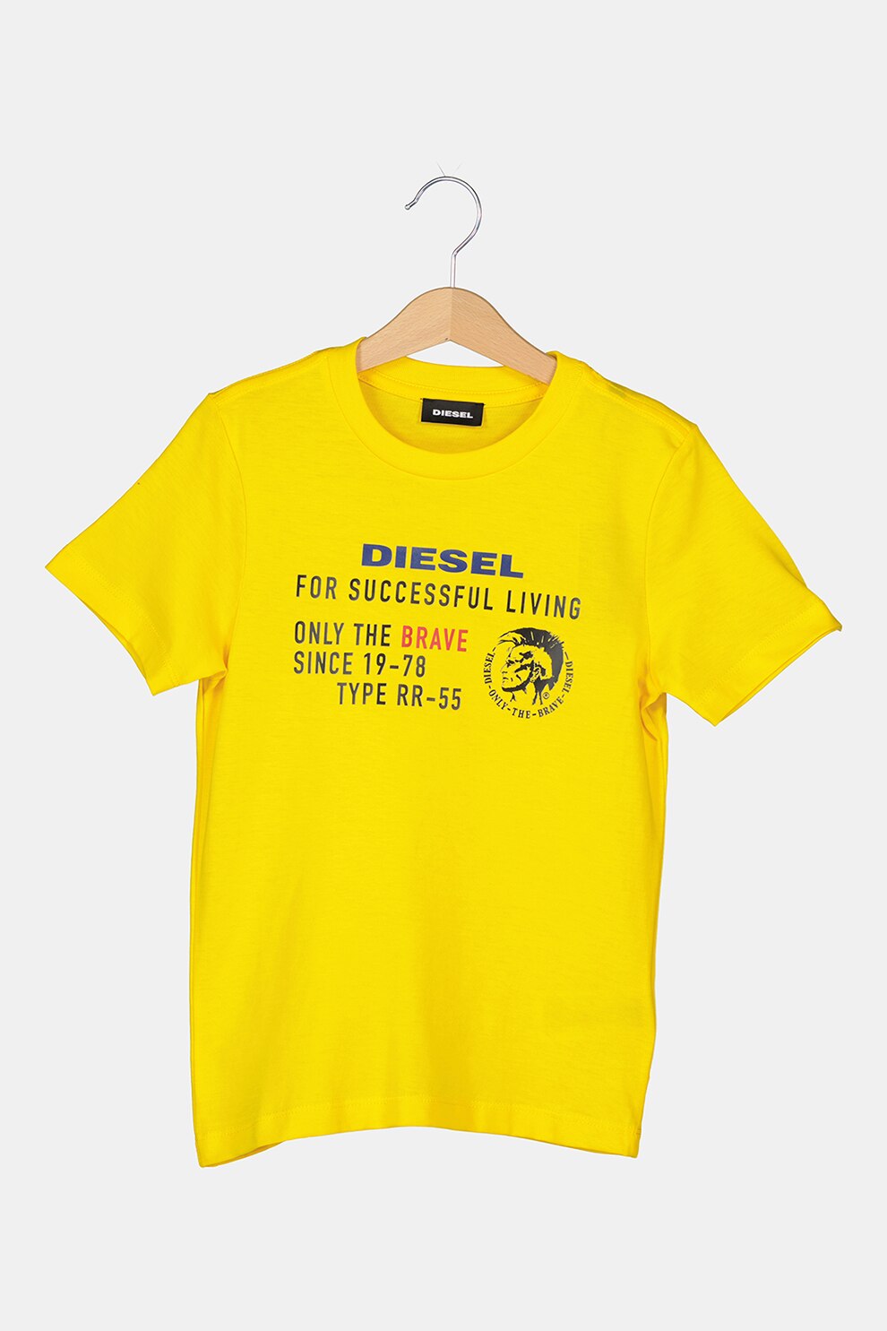 Diesel, Tricou de bumbac cu decolteu la baza gatului, Galben/Negru