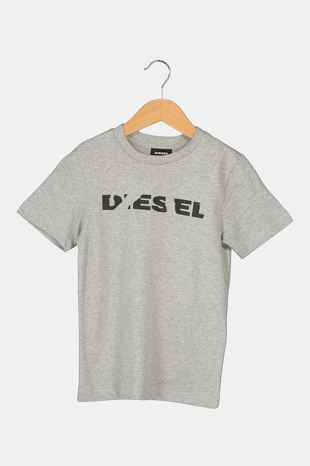 Diesel, Tricou de bumbac cu logo, Gri melange/Negru