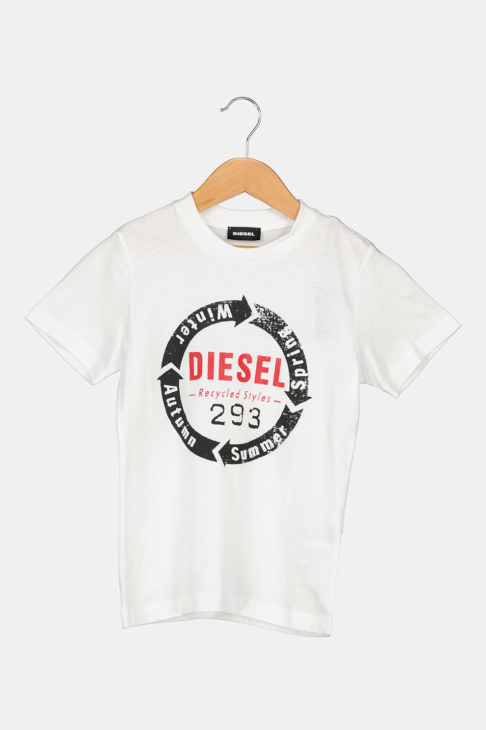 Diesel, Tricou de bumbac cu imprimeu, Alb/Negru/Rosu