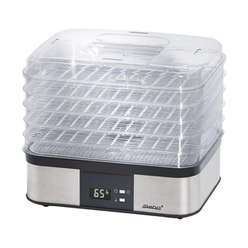 Deshidrator de alimente Steba, ED 5, 5 tavi transparente, fara BPA, capac transparent, motor durabil cu ventilator, controlul temperaturii si a timpului, argintiu/ negru Deshidrator de alimente Steba, ED 5, 5 tavi transparente, fara BPA, capac transparent, motor durabil cu ventilator, controlul temperaturii si a timpului, argintiu/ negru