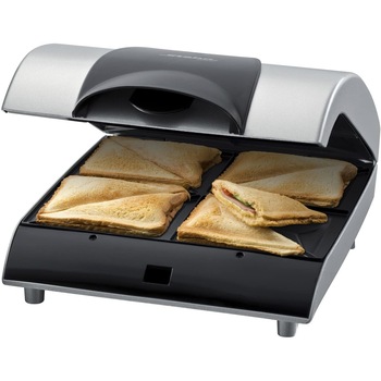 Sandwich-maker Steba, SG 40, 4 sandwich-uri, placi antiaderente, din aluminiu, putere 1200 W, dispozitiv de blocare, curatare usoara, indicator LED, argintiu Sandwich-maker Steba, SG 40, 4 sandwich-uri, placi antiaderente, din aluminiu, putere 1200 W, dispozitiv de blocare, curatare usoara, indicator LED, argintiu