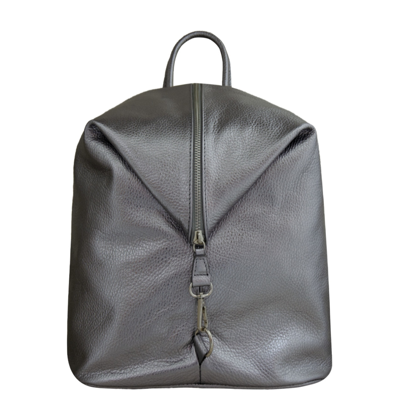 Rucsac de dama din piele naturala Eva bags, Musete argintiu