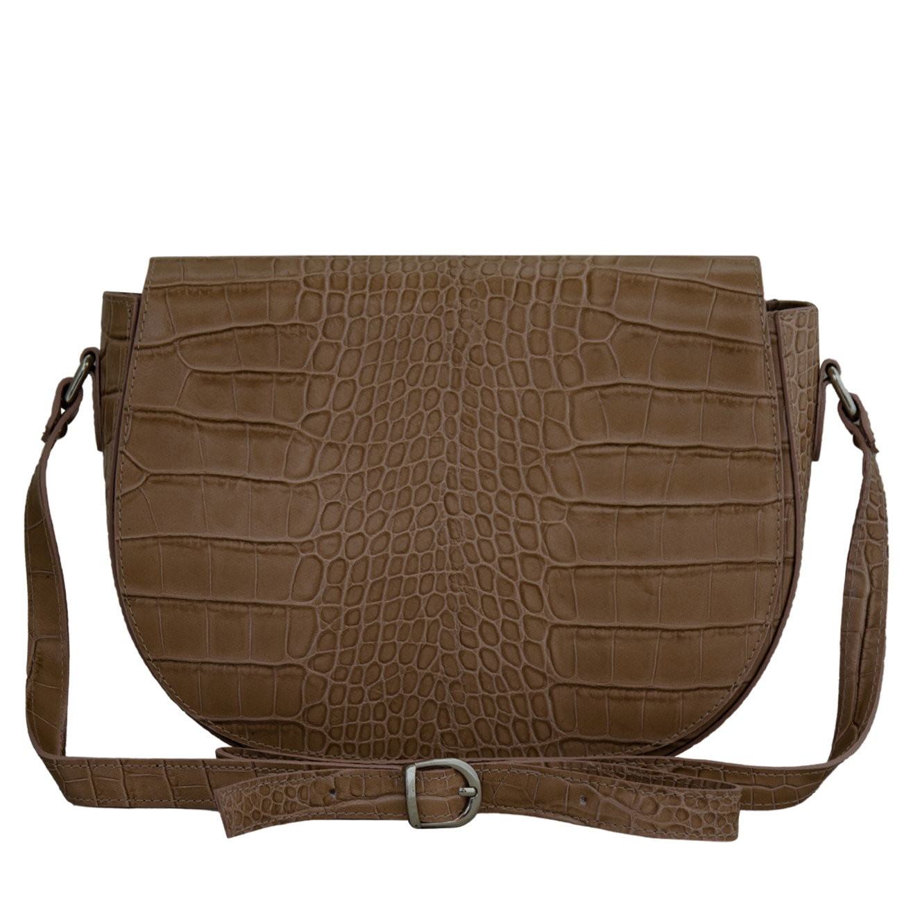 Geanta de dama tip postas din piele naturala Eva Bags, Lisa croco maro