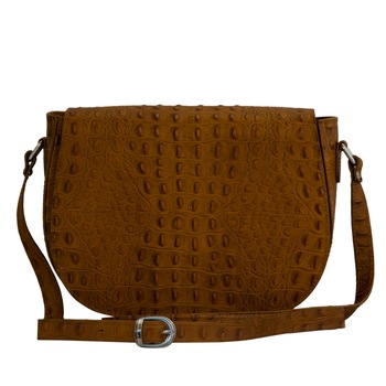 Geanta de dama tip postas din piele naturala Eva Bags, Lisa croco 2 cuoio Geanta de dama tip postas din piele naturala Eva Bags, Lisa croco 2 cuoio