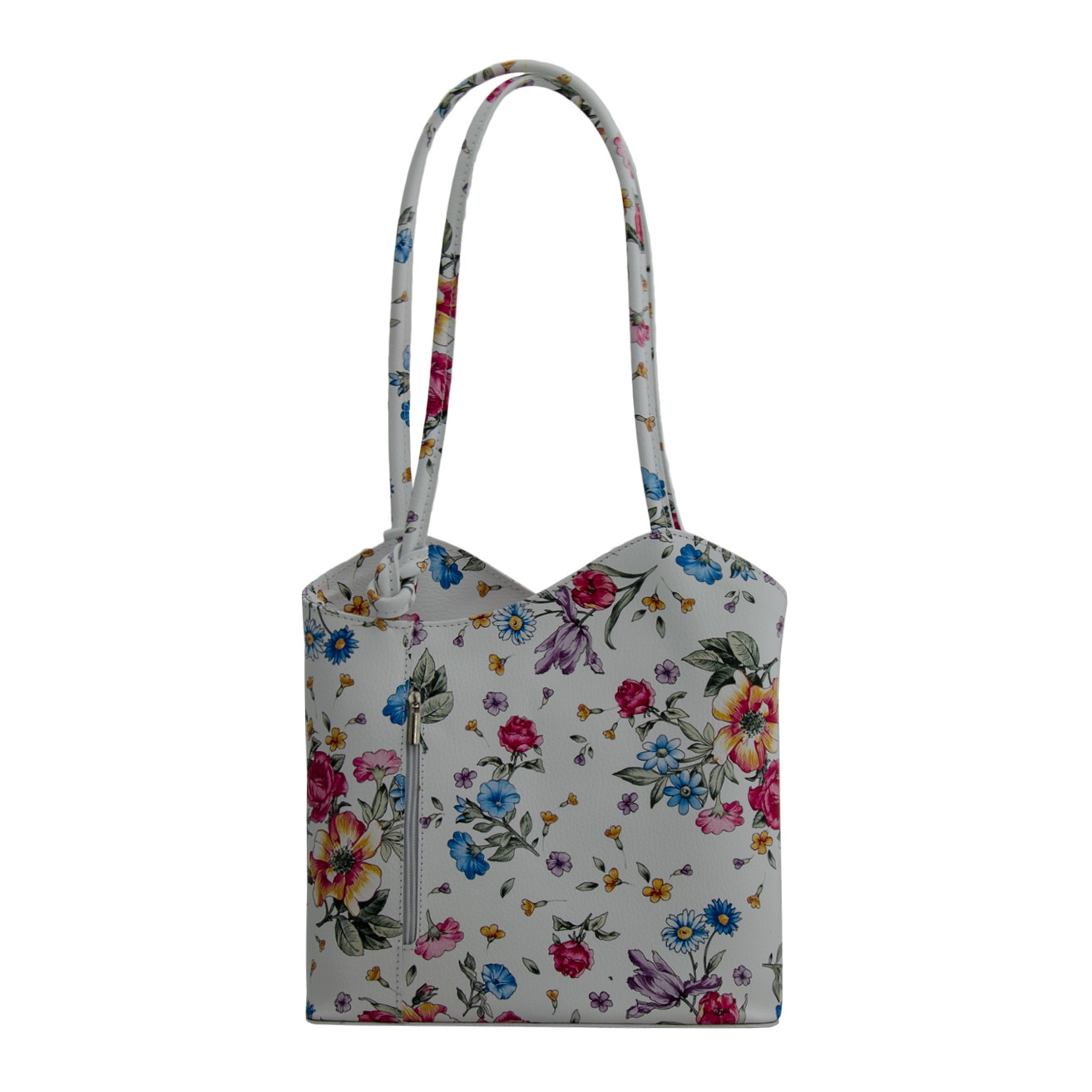 Geanta de dama din piele naturala Eva Bags, Iris flori alb