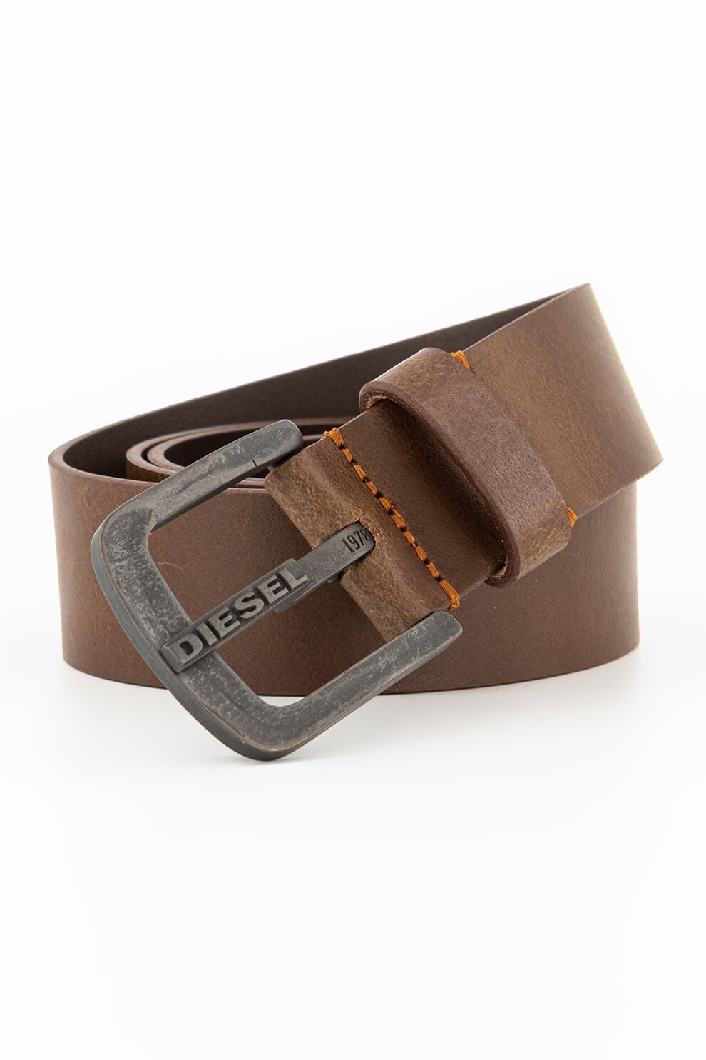 Diesel, Curea de piele B-Dart, Maro inchis, 80 CM Standard