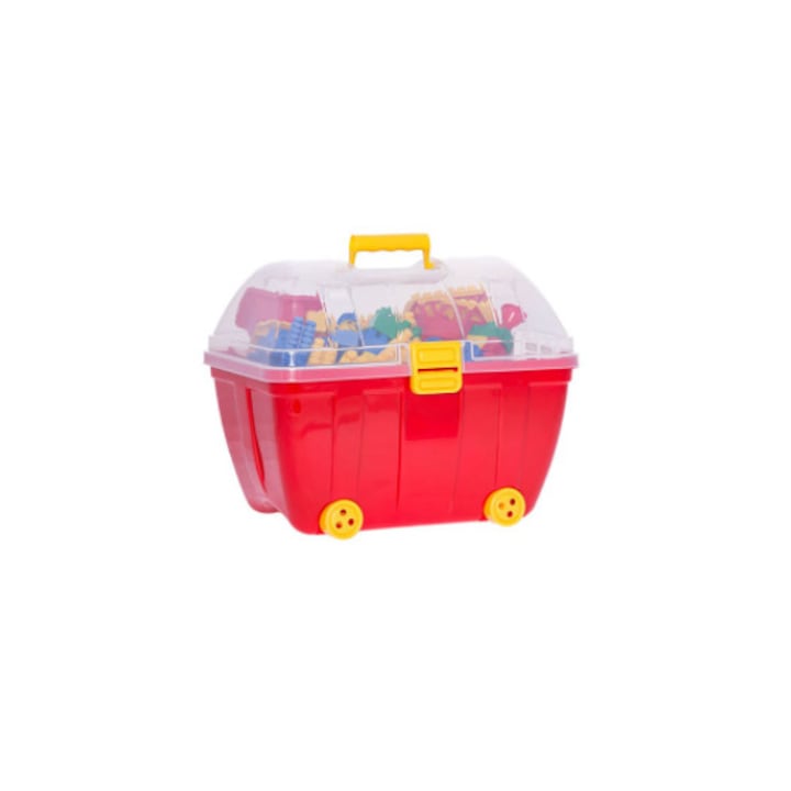 Set cuburi constructie 560 piese Mega Pack K1, Cutie transportabila cu roti, Gate Store, Multicolor